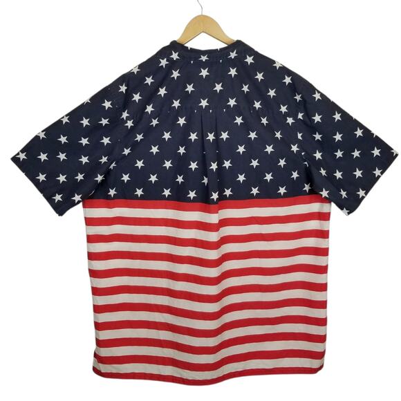 King Size Men's American Flag Short Sleeve Casual Button Up Shirt Size 2XL Tall - Picture 2 of 5
